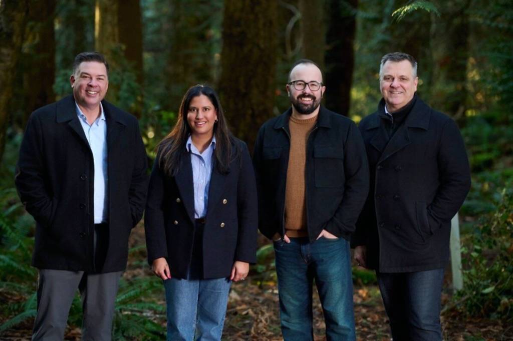 (from left) Delta city councillors Daniel Boisvert, Jennifer Johal, Dylan Kruger and Rod Binder have formed a new municipal party, One Delta, focused on &ldquo;rebuilding trust at city hall, strengthening financial oversight, and continuing city-wide improvements to Delta&rsquo;s roads and facilities.&rdquo; Nine-term former city councillor Bruce McDonald (not pictured) is the party&rsquo;s president. (One Delta/submitted photo)