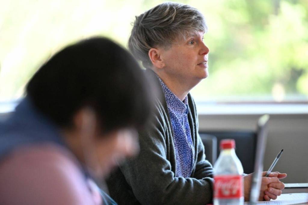 Jen Currin, an instructor in the creative writing program at KPU, gives students the opportunity to become the teachers for a day. (Kwantlen Polytechnic University/Contributed to Peace Arch News)