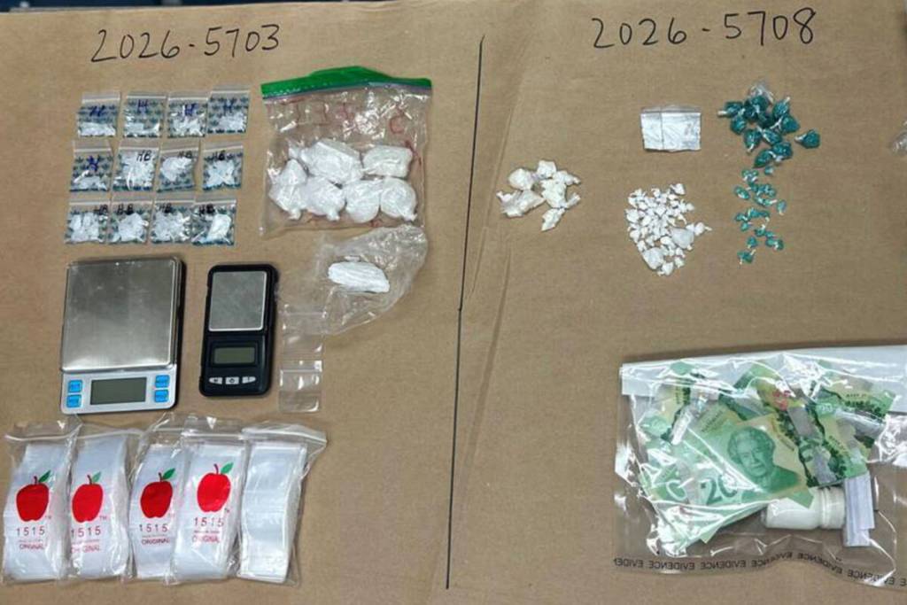 Suspected illicit drugs and cash seizing by Maple Ridge RCMO on March 25. (Special to The News)