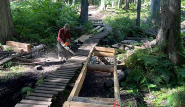 Work in the last year by the Revelstoke Cycling Association to widen bike trails around Mount MacPherson for increased rider accessibility. (Photo courtesy Revelstoke Association Cycling)