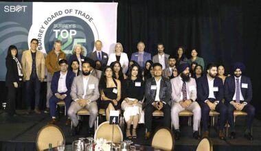 Award-winners at the 2025 Top 25 Under 25 Awards hosted by Surrey & White Rock Board of Trade. (Contributed/SWRBOT photo)