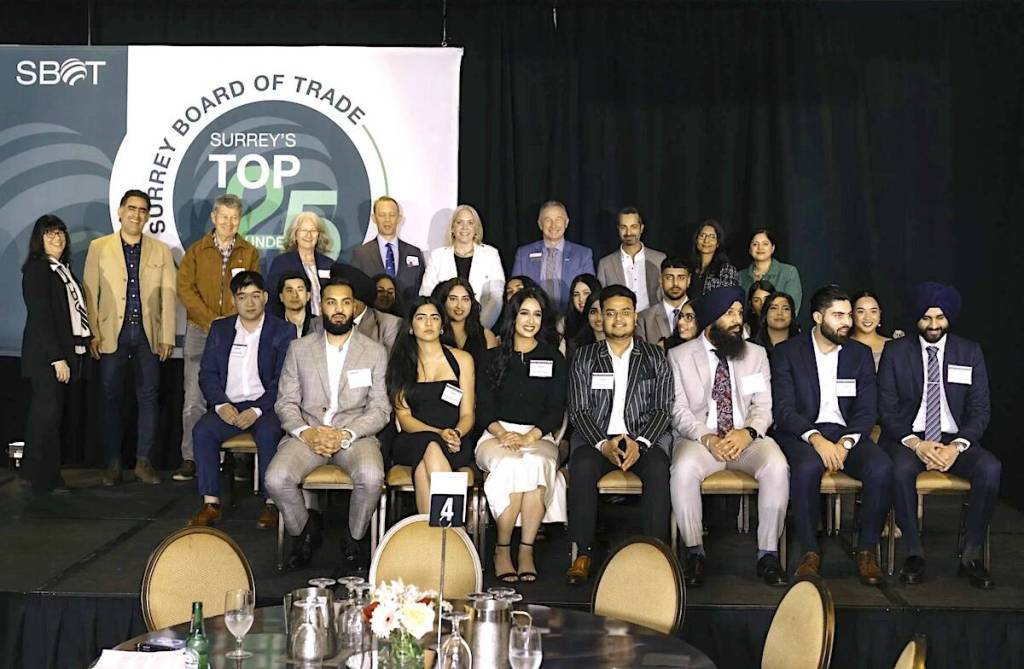 Award-winners at the 2025 Top 25 Under 25 Awards hosted by Surrey & White Rock Board of Trade. (Contributed/SWRBOT photo)