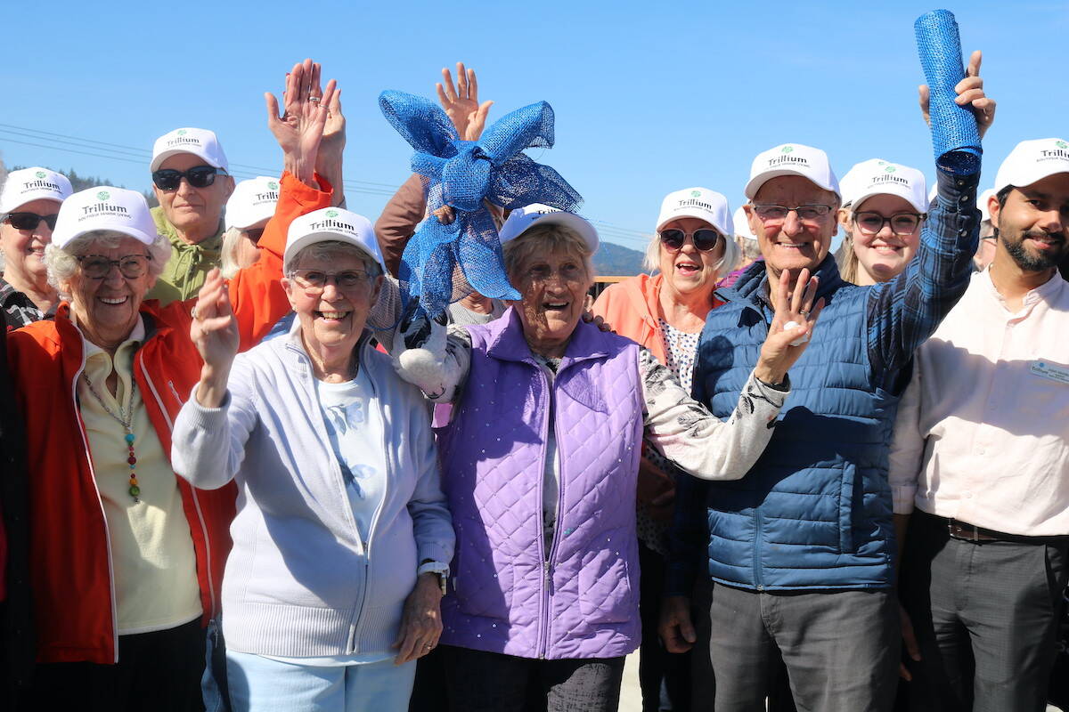 West Shore Village seniors join the celebrations at the official opening of the Galloping Goose pedestrian and cycling bridge. (Ben Fenlon/Goldstream Gazette)