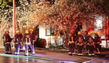 Surrey firefighters respond to a house fire in the early morning of Thursday, April 9 in the 12900-block of 104 Avenue. (1st Due Media/Contributed to Peace Arch News)