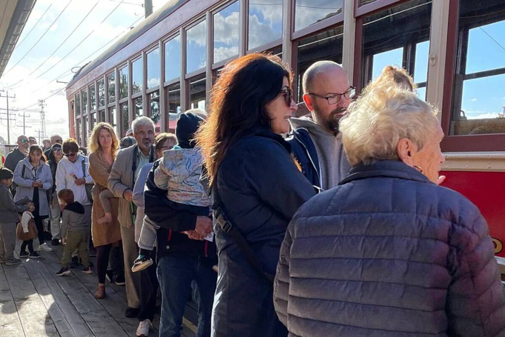 Visitors queue for the train on the platform at Cloverdale Station in this undated image. The Fraser Valley Heritage Railway Society&rsquo;s 2026 season will open May 2-3 weekend. (Photo submitted: Allen Aubert)
