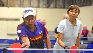 Table tennis action at the 55+ BC Games in Nanaimo in September 2025. (Contributed/H. Bell via flickr.com/photos/bcsg)