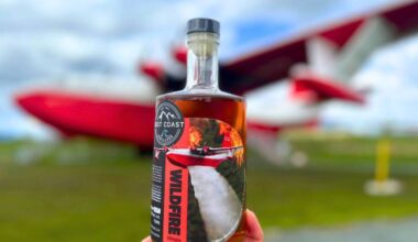 Vancouver Island WildFire Whisky pairs nicely with iconic Mars water bomber