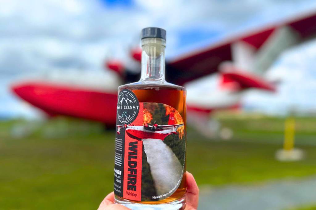 Vancouver Island WildFire Whisky pairs nicely with iconic Mars water bomber