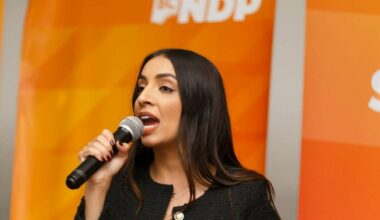 Jessie Sunner on B.C. election night in 2024 when she earned enough votes to become MLA in Surrey-Newton. (Anna Burns/Surrey Now-Leader)