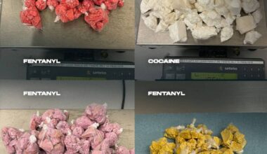 Officers with the Combined Forces Special Enforcement Unit of B.C.’s Uniform Gang Enforcement Team found 3.5 kilograms of fentanyl, cocaine and methamphetamine – packaged in bulk and vacuum-sealed bags during a proactive stop near 148 Street and 88 Avenue on March 24. (Contributed to Peace Arch News)