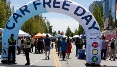 Balloon archway at Car Free Day Surrey, an annual street festival held in Newton. (File photo)