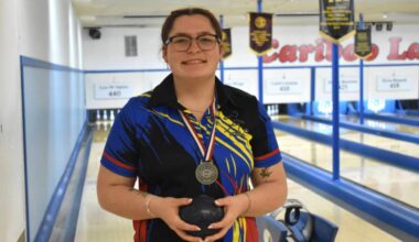 Kara-Lynn McAlpine of Williams Lake made the Women All-Stars team at this year&rsquo;s Youth Challenge National Championship that was held last month in Alberta. Her and her B.C. bowling teammates also placed fifth. (Rebecca Dyok/Williams Lake Tribune)