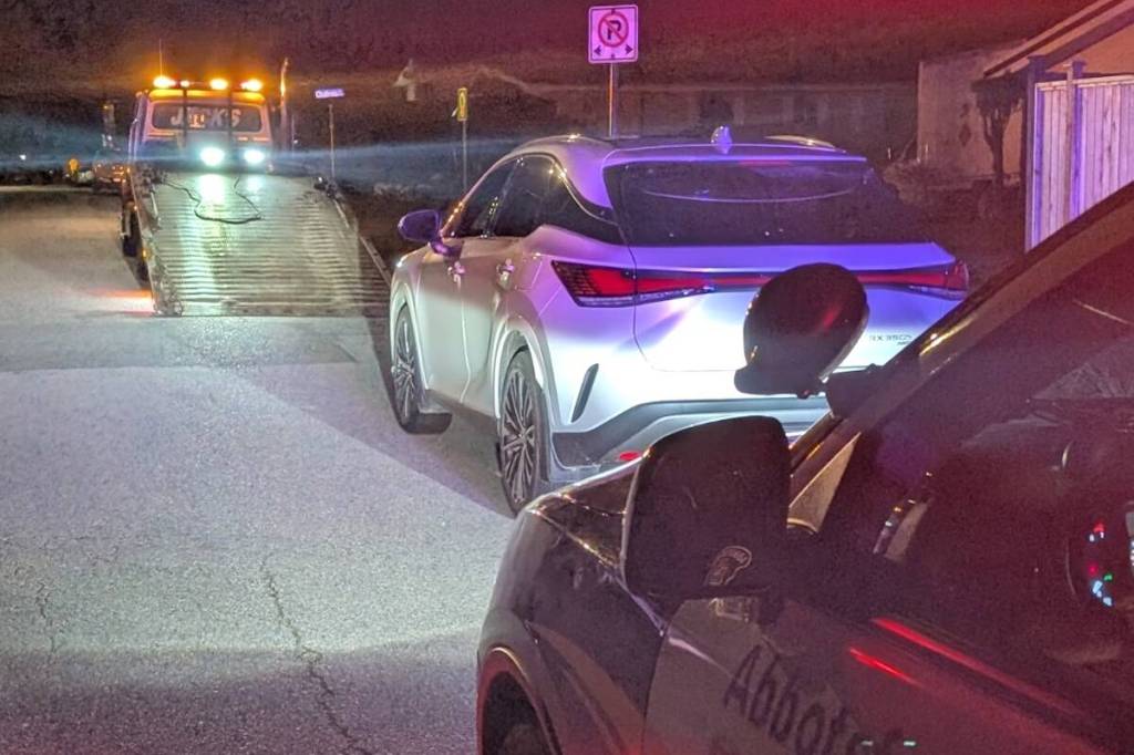 An impaired driver had their car impounded on Thursday night (April 16) in Abbotsford after almost sideswiping a police vehicle. (Abbotsford Police photo)