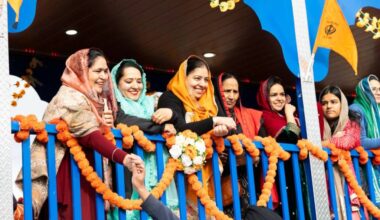 Women on the Guru Angad Dev Elementary School float during the 2025 Vaisakhi parade in Surrey. (File photo)