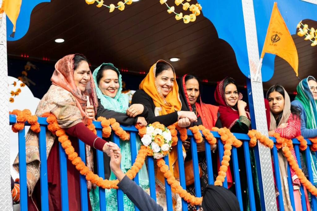 Women on the Guru Angad Dev Elementary School float during the 2025 Vaisakhi parade in Surrey. (File photo)