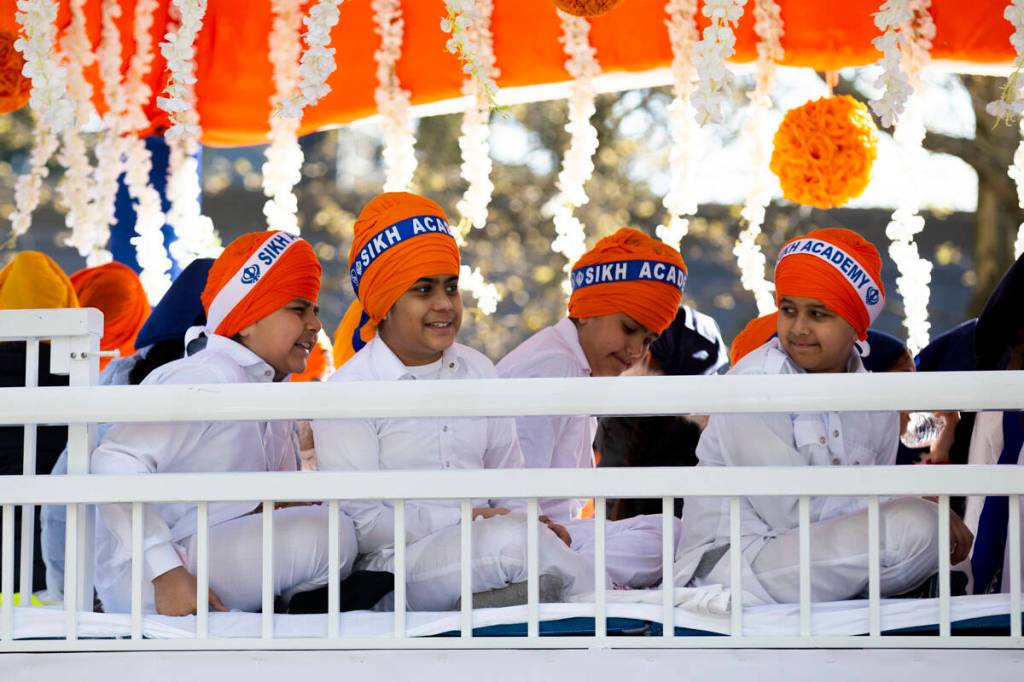 It&rsquo;s all smiles on the Sikh Academy float at Surrey&rsquo;s annual Vaisakhi parade, or Khalsa Day Nagar Kirtan, on Saturday, April 18, 2026. (Anna Burns/ Surrey Now-Leader)