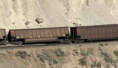 Tricia Thorpe, electoral director of the area, said it appeared all of the train cars remained upright. (Tricia Thorpe/ Facebook)