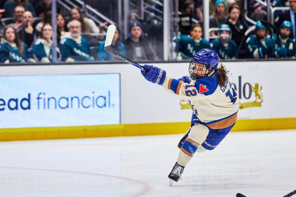 Jenn Gardnier during the April 18, 2026 game against the Seattle Torrent (PWHL)
