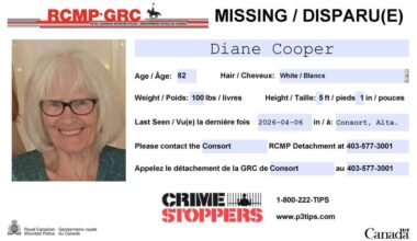Consort RCMP announces search for Diane Cooper is over. (RCMP photo)