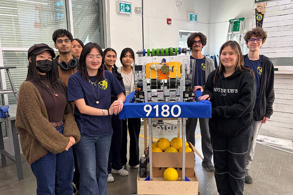 The Grandview Heights robotics team wins regional competition making school history. (Gabe Liessi/Peach Arch News)