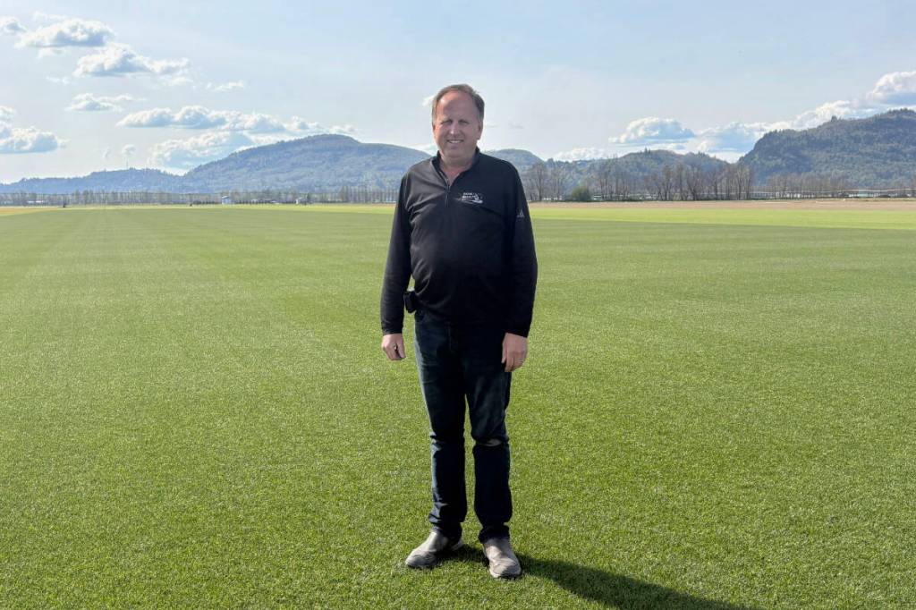 Bert Bos, co-owner of Bos Sod Farms, helped grow nearly two acres of hybrid turf for the BC Place matches of the 2026 FIFA World Cup. (Brandon Tucker/Abbotsford News)