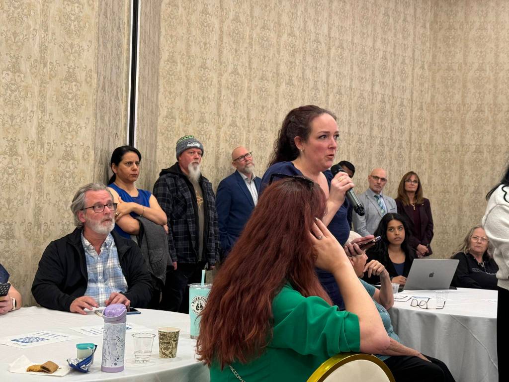 Members of the public had a chance to ask questions and share feedback with Fraser Health leadership at the health authority&rsquo;s public board meeting in Mission on Wednesday (April 22). (Dillon White/Mission Record)