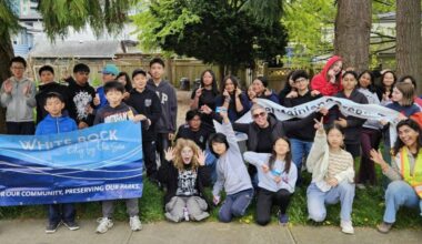 Students from H.T. Thrift Elementary School participated in local Earth Day weeding event. (Green Teams Canada/contributed to Peace Arch News)