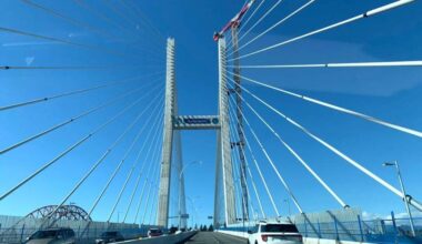 The new stal̕əw̓asəm bridge connecting Surrey and New Westminster in April 2026. (Julie MacLellan/Surrey Now-Leader)