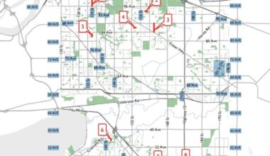 City map shows eight roads to be paved under contract council approved on Monday. (Map surrey.ca)