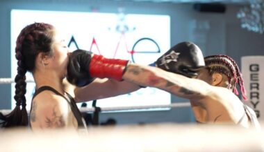 At the ISKA Canadian Amateur Women&rsquo;s title bout Friday (April 24), Surrey&rsquo;s Sonia Blade, right, emerged victorious over Zena Shaw of Vancouver Island to claim the championship belt. (Contributed to Peace Arch News)