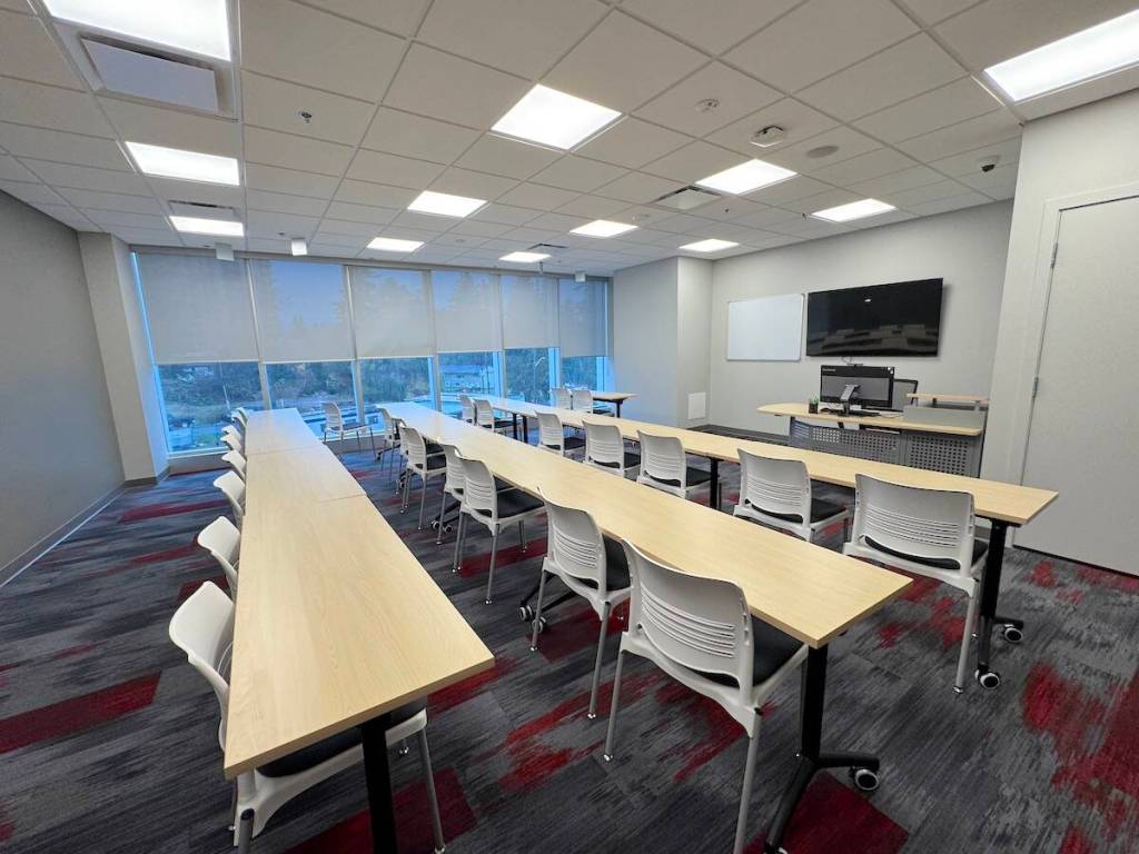 A fourth-floor classroom in the new Western Community College campus in Surrey at City Centre 4 tower. The college is playing host to the 2026 IDGI BC Conference on April 30 and May 1. (Tom Zillich/Surrey Now-Leader)