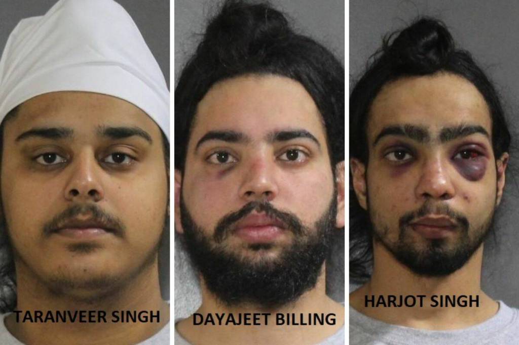 From left: Taranveer Singh, Dayajeet Singh Billing and Harjot Singh have all been charged in connection with a Crescent Beach shooting that&rsquo;s believed to be extortion-related. The trio are due back in Surrey provincial Court on Tuesday, June 9 for disposition. (Contributed to Black Press Media