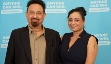 Ramesh (left) and Sarbjit were the recipients of a $100,000 prize from a scratch-and-win ticket. (BCLC)