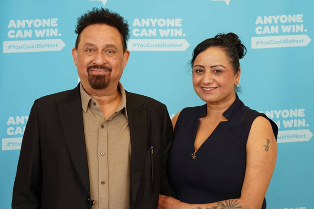 Ramesh (left) and Sarbjit were the recipients of a $100,000 prize from a scratch-and-win ticket. (BCLC)