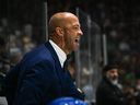 Abbotsford Canucks head coach Manny Malhotra gets vocal in Game 4 of the Calder Cup Finals against the Charlotte Checkers on June 19.