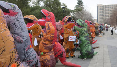 Calgary university sets record for largest gathering of people dressed as dinosaurs