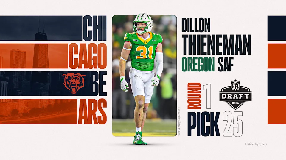 2026 NFL Draft: Bears select Dillon Thieneman in first round (No. 25)