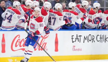 Montréal Canadiens right wing Ivan Demidov (93) celebrates a goal against the New York Islanders in the second period at UBS Arena.