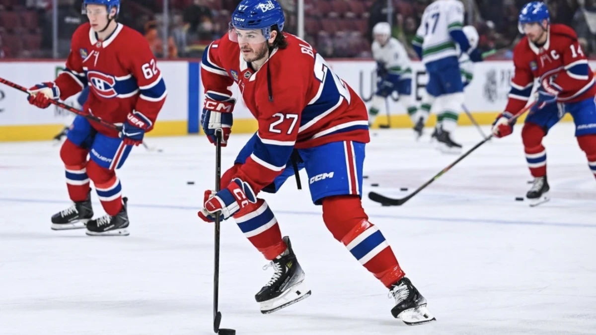 Montreal Canadiens left wing Samuel Blais (27) skates with a puck during warm-up before the game against the Vancouver Canucks at Bell Centre.