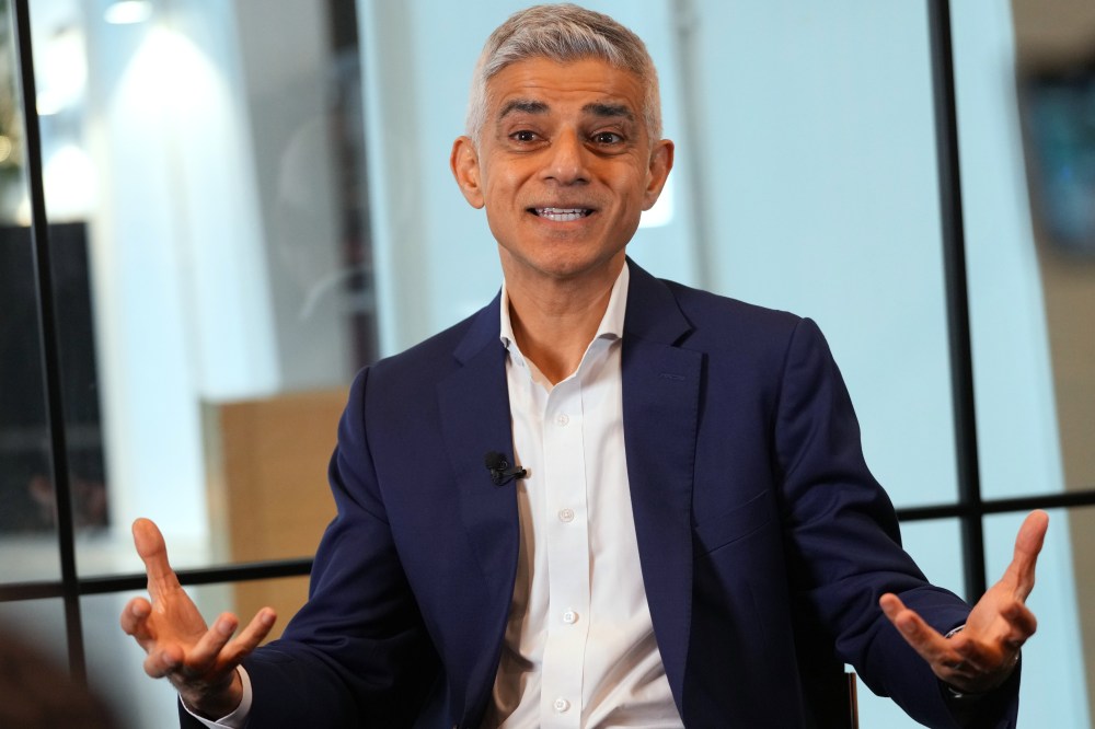 FILE - Mayor of London Sadiq Khan speaks during an interview in London, Monday, Jan. 12, 2026. (AP Photo/Kirsty Wigglesworth, File)