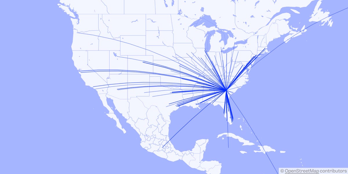 MAPPED: 239 Private Jets Departed Augusta on Final Day of the Masters