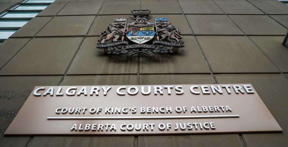 The Calgary Courts Centre is pictured in Calgary, Monday, May 6, 2024. A sentencing hearing for a Calgary couple in the death of their badly burned and emaciated toddler has been rescheduled for next month.THE CANADIAN PRESS/Jeff McIntosh