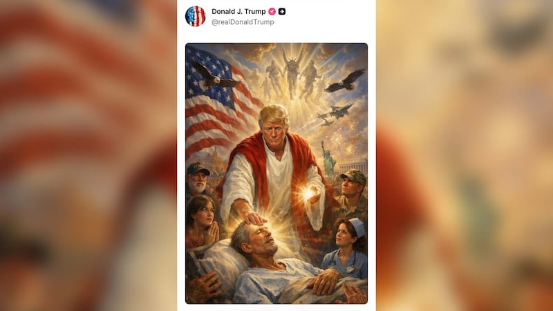 Trump posts AI image of himself as Jesus-like figure, drawing outrage