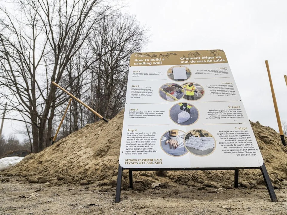  A sandbag depot was set up by the City of Ottawa at the Constance Bay Community Centre, one of many locations across the city, as part of flood-preparedness efforts.
