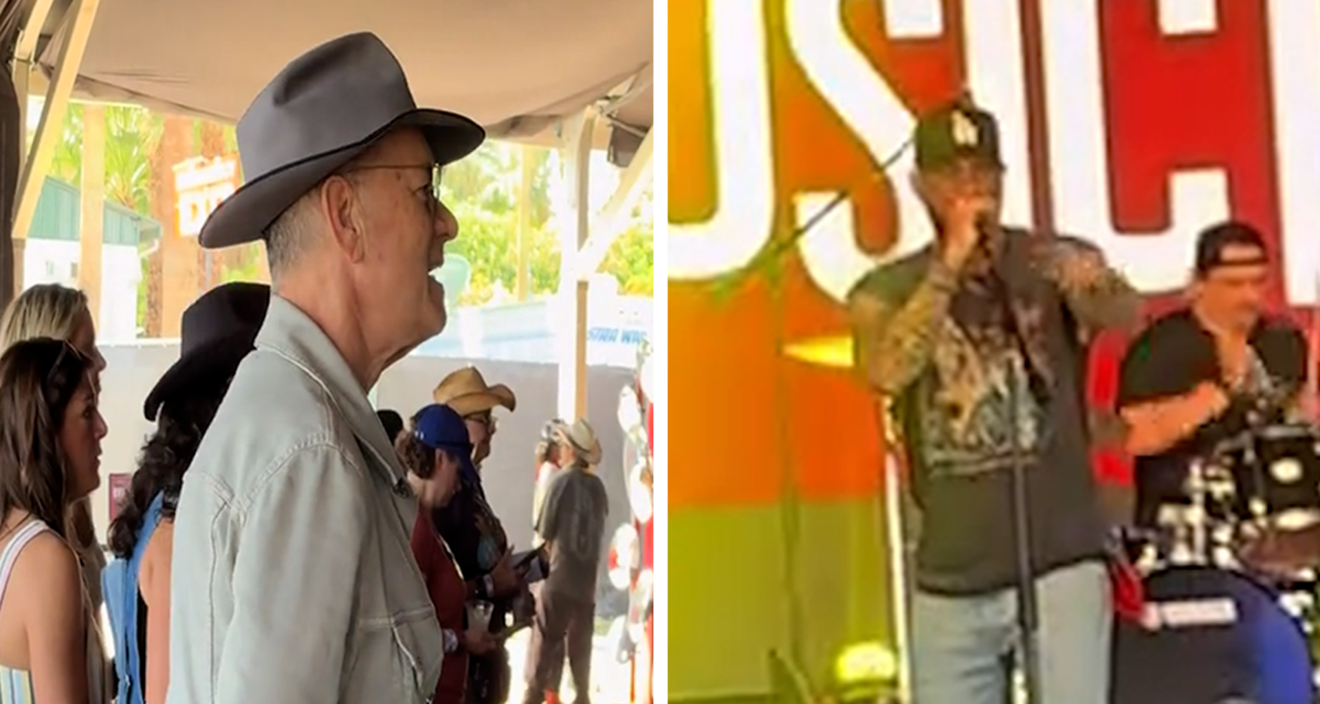 Tom Hanks Rocks Along to Son Chet's Stagecoach Performance