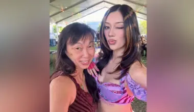 Katseye's Megan Skiendiel with her Singaporean mother, Sylvia Lee, at the first weekend of music festival Coachella 2026.