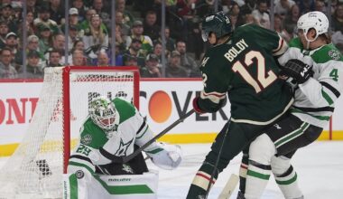 Boldy misses time in 1st after face-plant from hit to head, before brilliant assist and two-OT loss