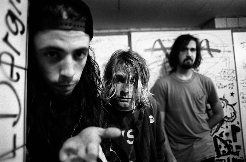 Nirvana: Dave Grohl, Kurt Cobain and Krist Novoselic in 1991. Photograph: Paul Bergen/Redferns