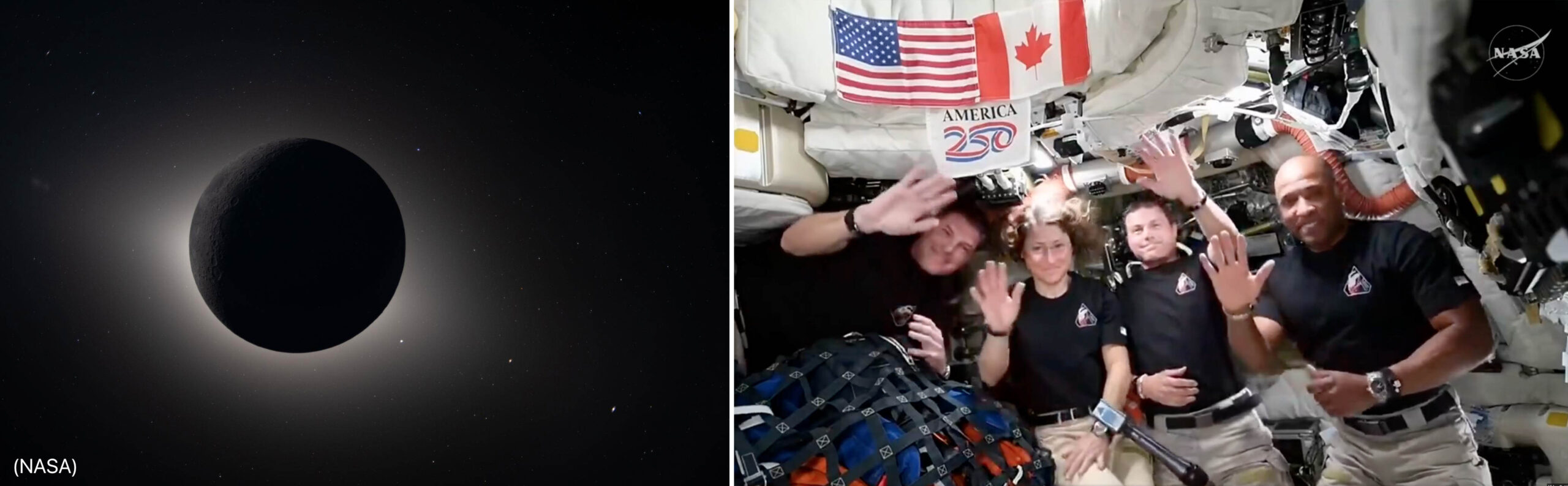 Earth setting behind lunar surface (NASA)