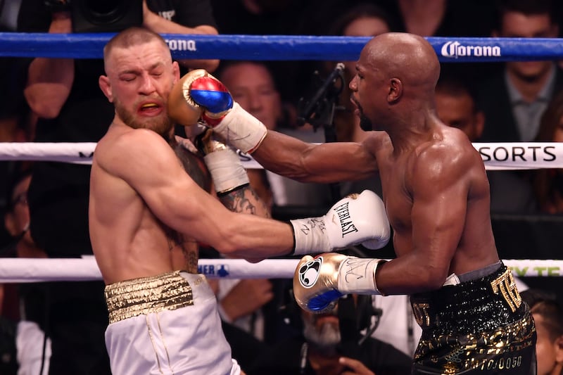 Floyd Mayweather is reported to have made $280m from his 2017 fight against Conor McGregor in Las Vegas. Mayweather won by TKO in the 10th round. Photograph: Jeff Bottari/Zuffa LLC via Getty Images